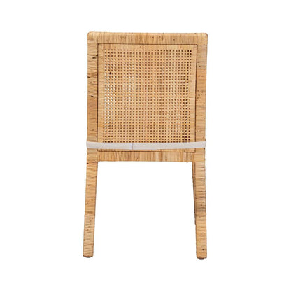 Natural Finished Wood and Rattan Dining Chair