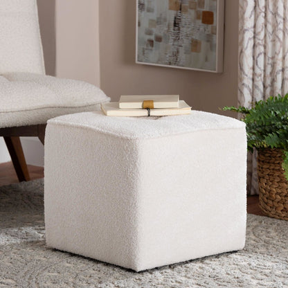 Baxton Studio Isaiah Modern and Contemporary Ivory Boucle Upholstered Ottoman