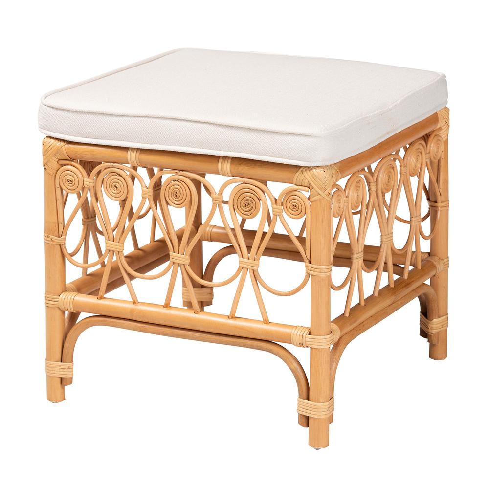 Ibiza Modern bohemian Natural Brown Rattan Footstool