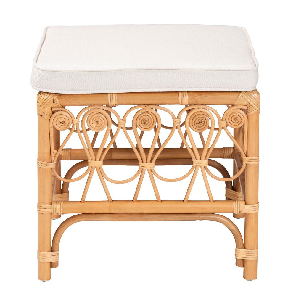 Ibiza Modern bohemian Natural Brown Rattan Footstool
