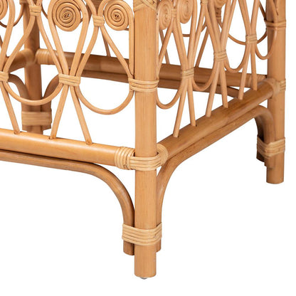 Ibiza Modern bohemian Natural Brown Rattan Footstool