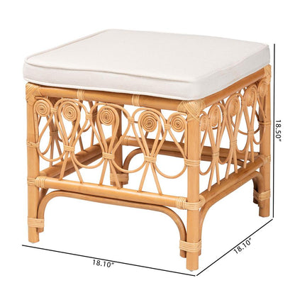 Ibiza Modern bohemian Natural Brown Rattan Footstool