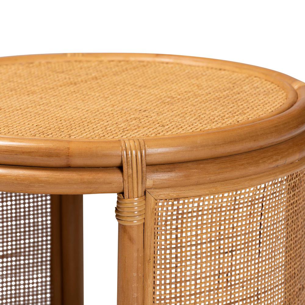 bali & pari Louis Modern Bohemian Natural Brown Rattan End Table