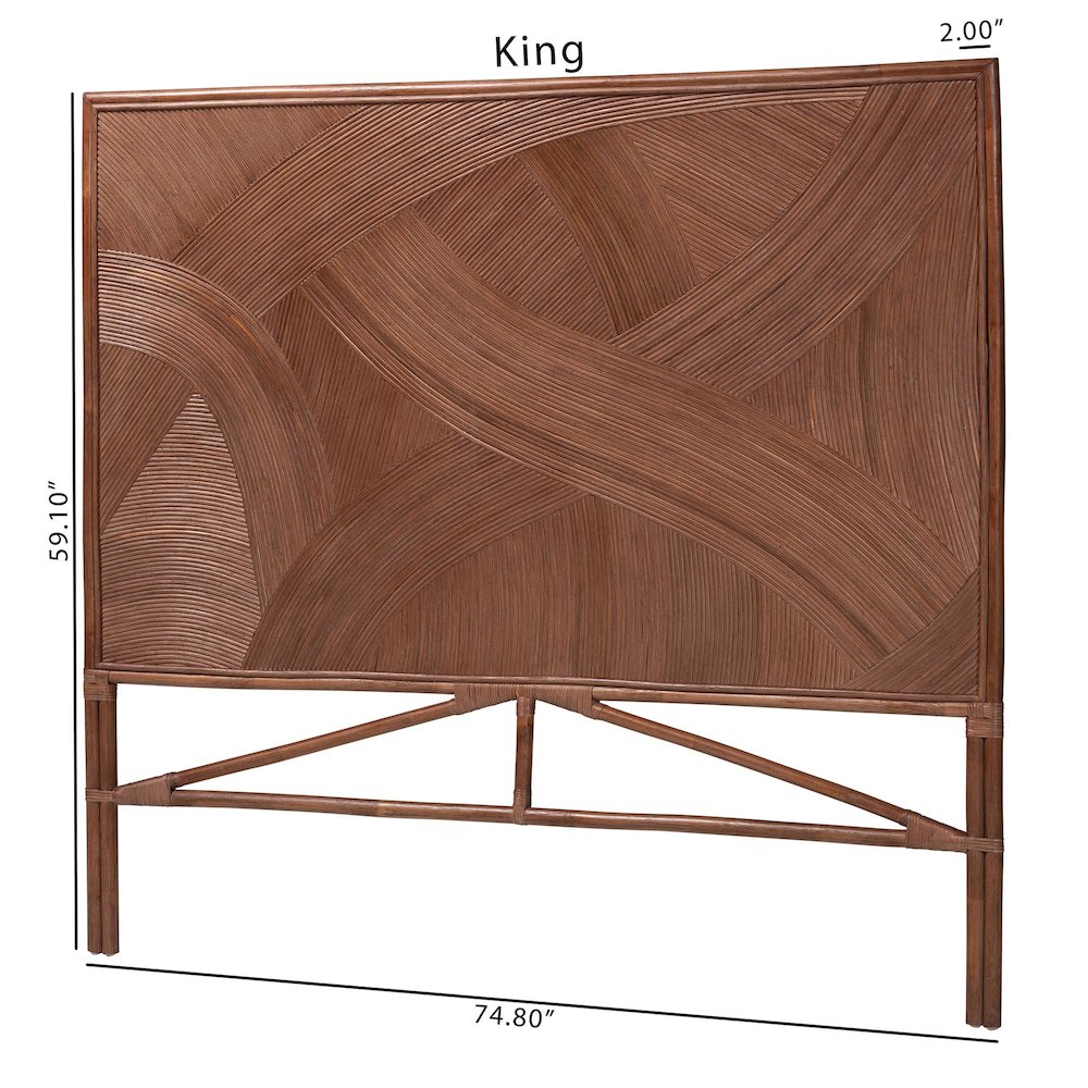 Elettra Bohemian Dark Brown Rattan King Size Standalone Headboard