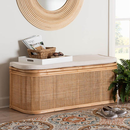 Ishana Bohemian Natural Rattan Storage Bench