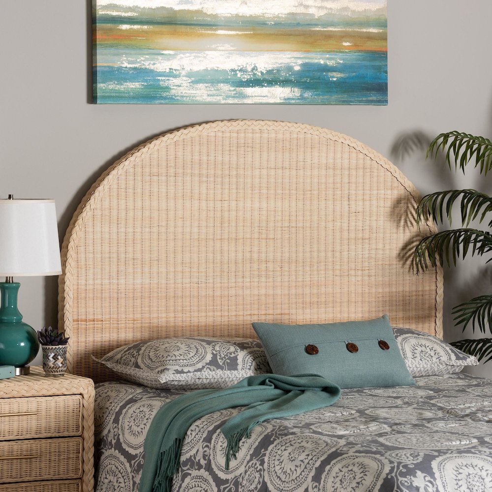 Lanica Japandi Sun Bleached Rattan Queen Size Standalone Headboard