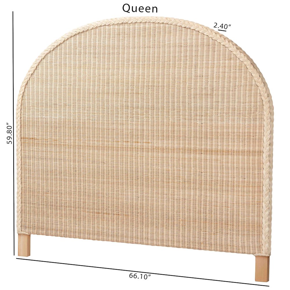 Lanica Japandi Sun Bleached Rattan Queen Size Standalone Headboard