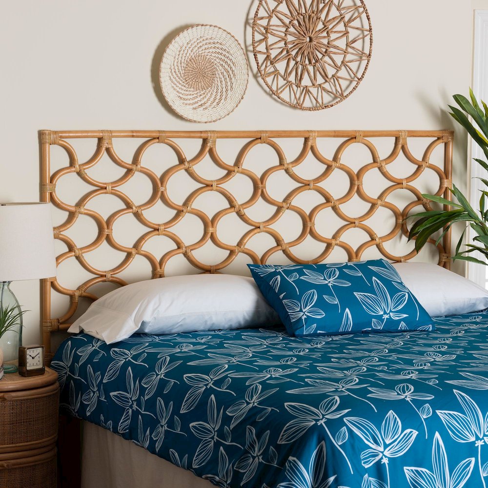 Kalcya Bohemian Natural Rattan King Size Standalone Headboard