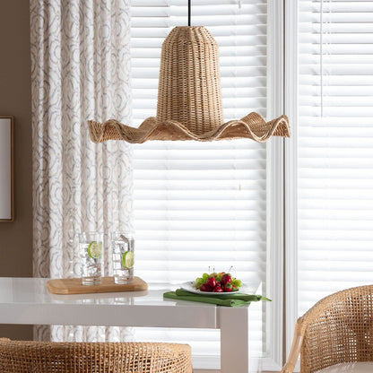 Lavada Bohemian Natural Scalloped Rattan Pendant Lampshade