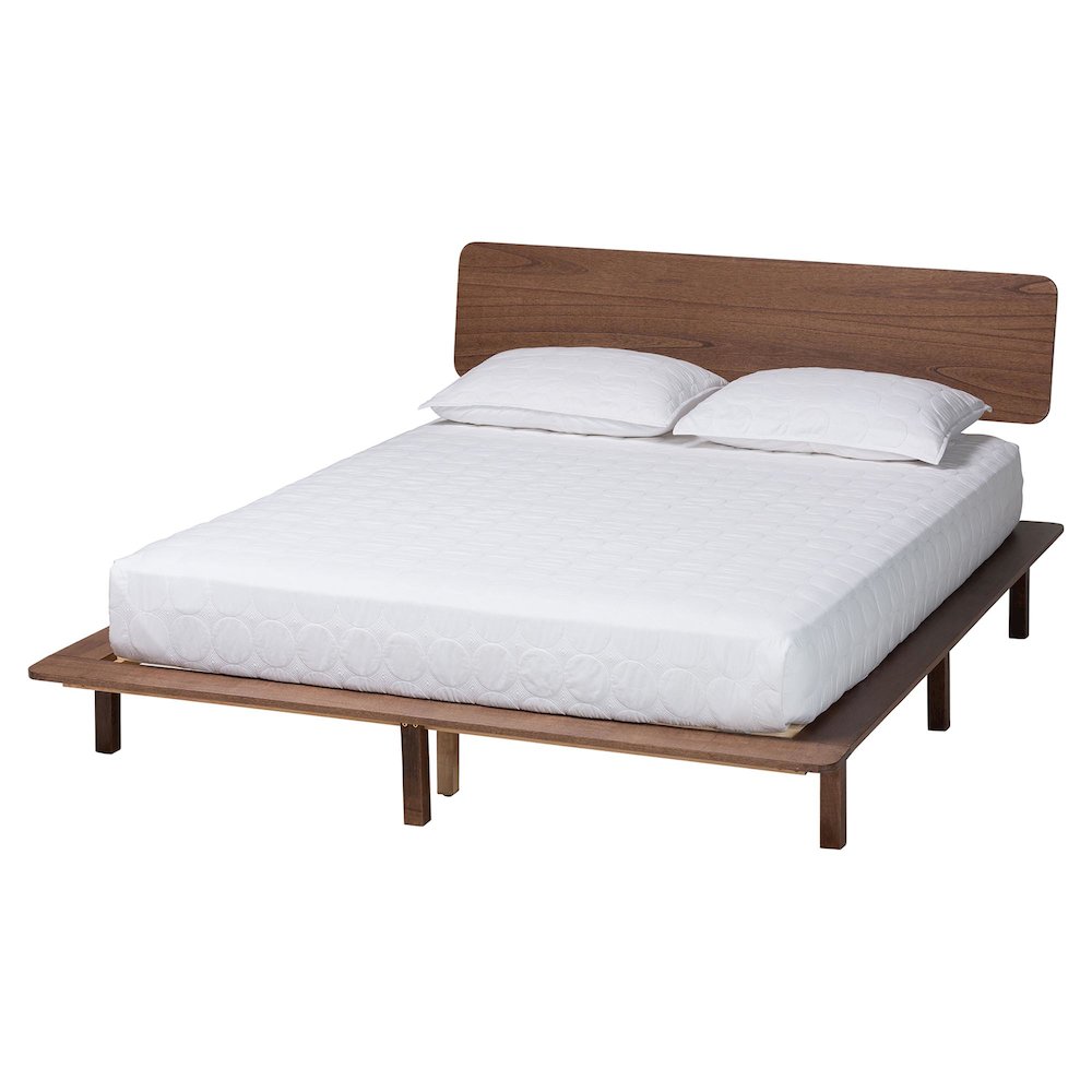 Studio Alyssa Japandi Walnut Brown Wood King Size Platform Bed