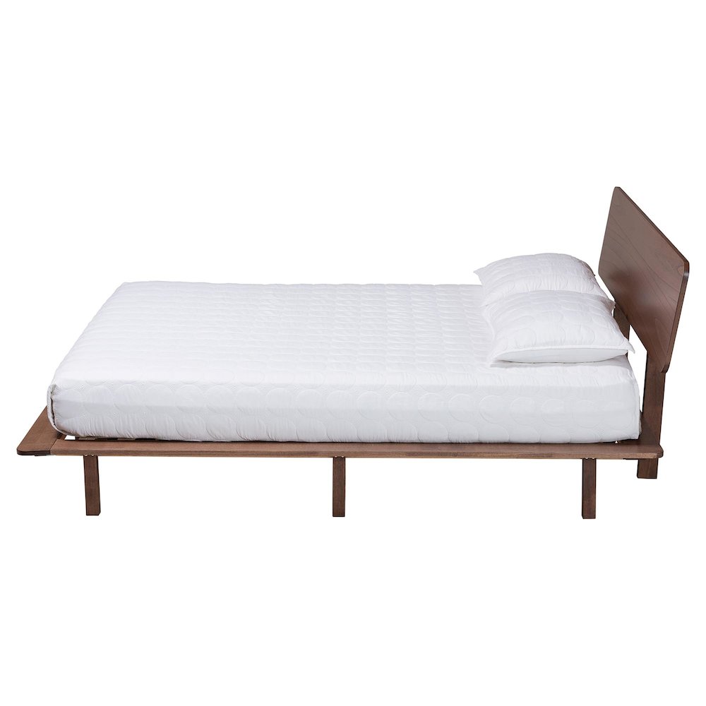 Studio Alyssa Japandi Walnut Brown Wood King Size Platform Bed
