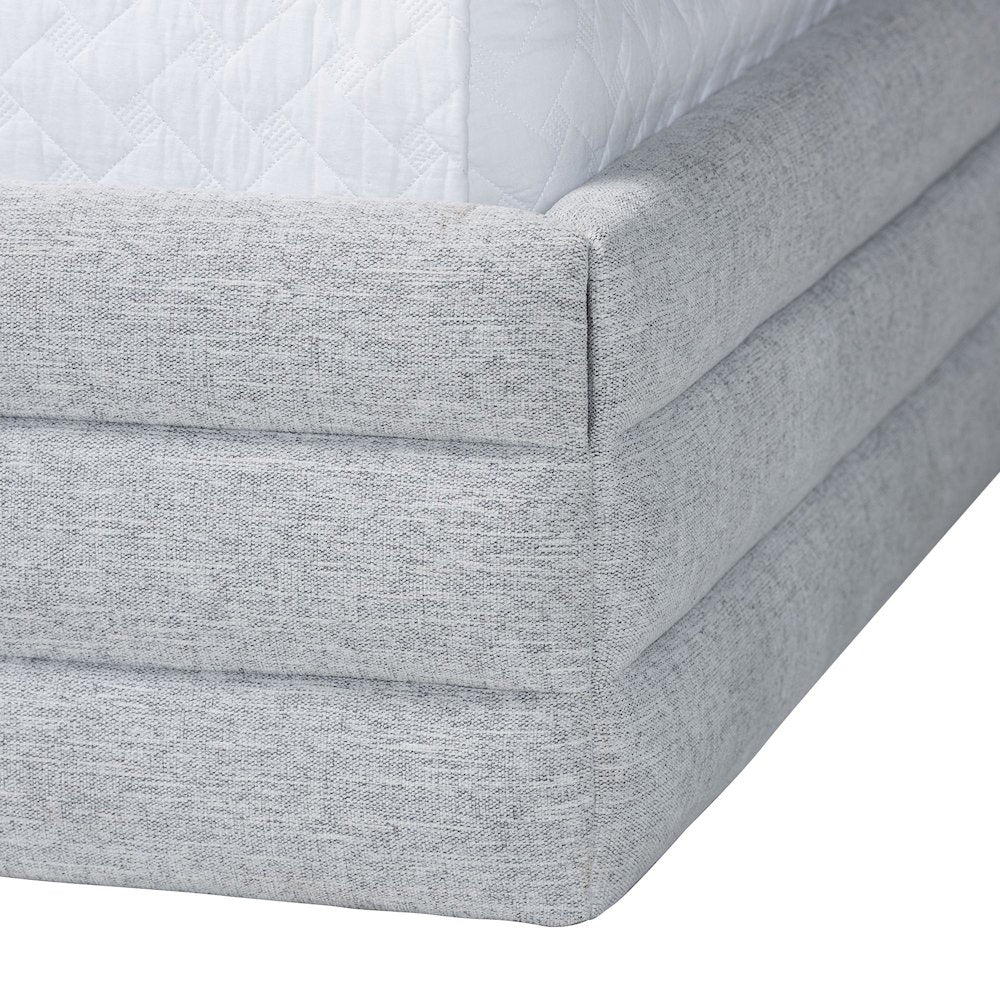 Cadmus Modern Light Grey Channel-Tufted Fabric King Platform Bed