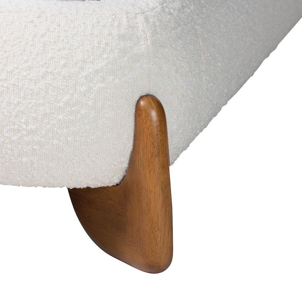 Vinicio Mid-Century Modern Cream Boucle King Platform Bed