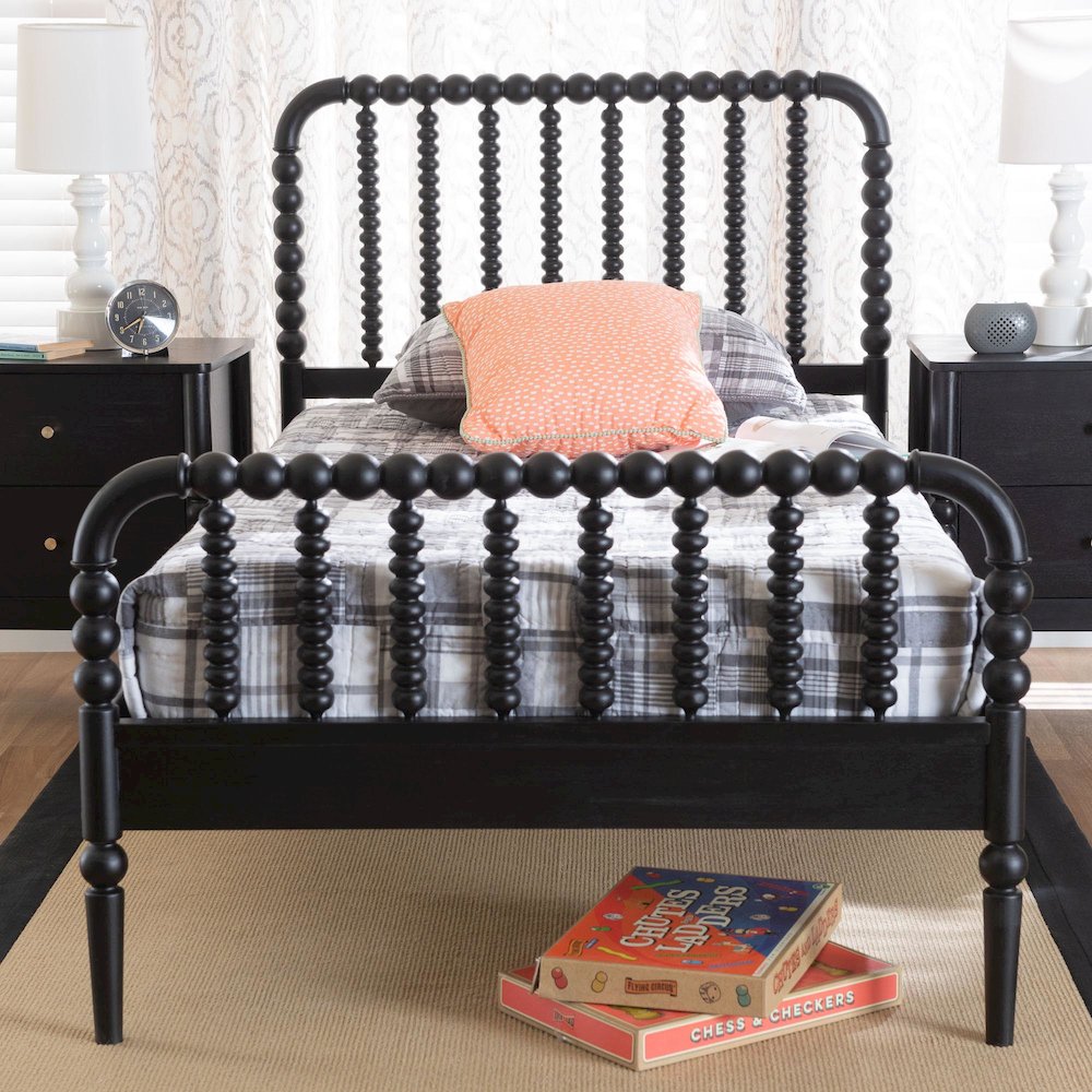 Lucera Mid-Century Black Full Size Bobbin Bed