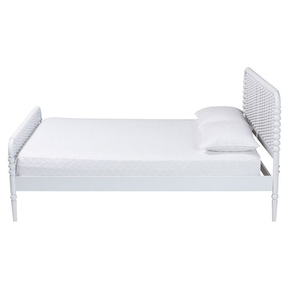 Lucera Mid-Century White Queen Size Bobbin Bed