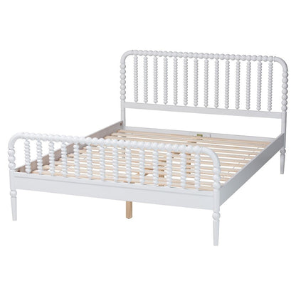 Lucera Mid-Century White Queen Size Bobbin Bed