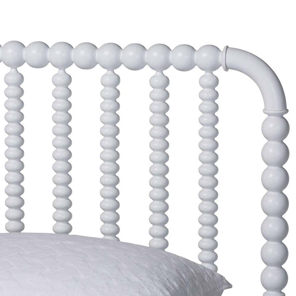 Lucera Mid-Century White Queen Size Bobbin Bed