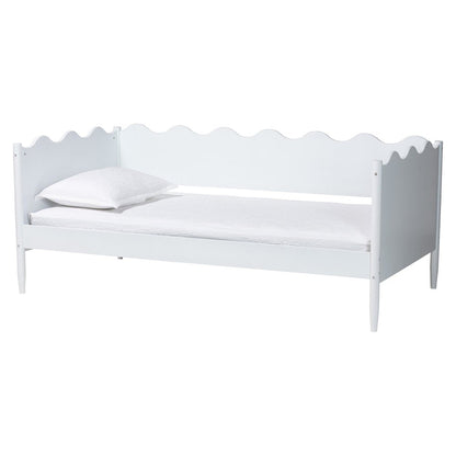 Malaya Modern White Wood Full Daybed with Scalloped Edges