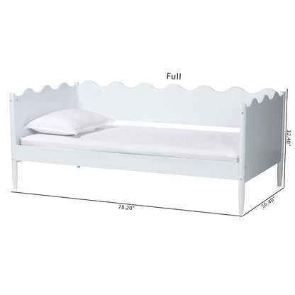 Malaya Modern White Wood Full Daybed with Scalloped Edges