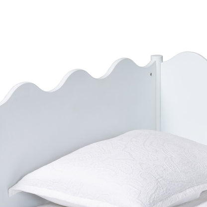 Malaya Modern White Wood Full Daybed with Scalloped Edges