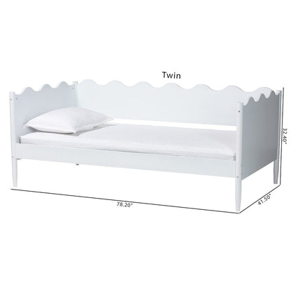 Malaya Modern White Wood Full Daybed with Scalloped Edges