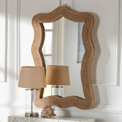 Quiana Coastal Woven Rope Accent Wall Mirror