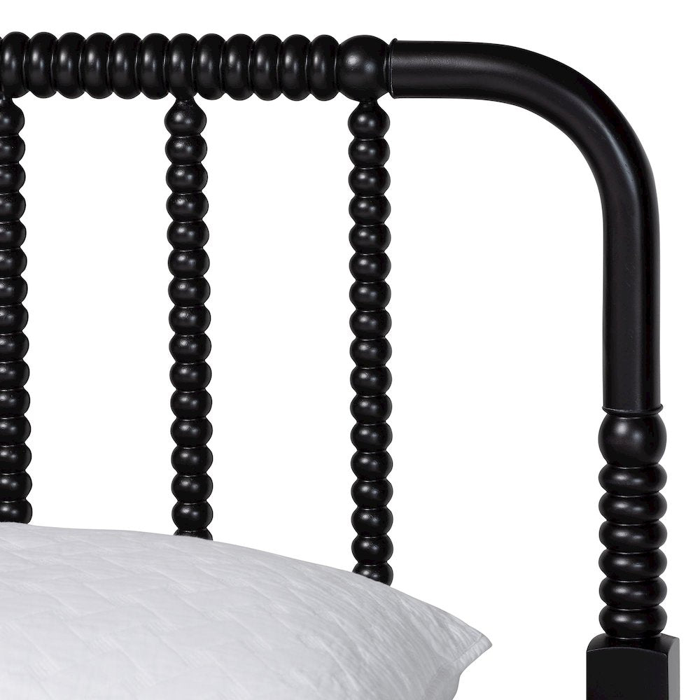 Braith Farmhouse Black Spindle Wood King Size Platform Bed
