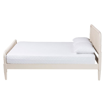 Braith Farmhouse Ivory Spindle Wood King Size Platform Bed