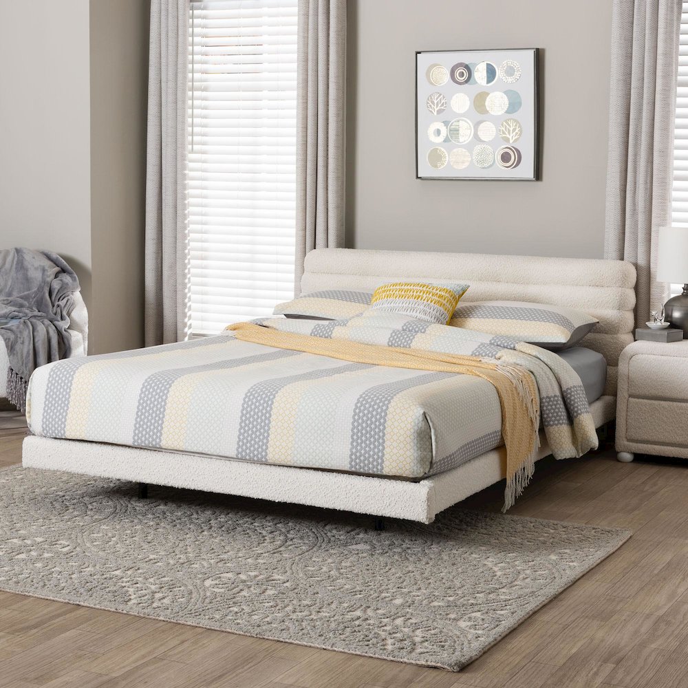Baxton Studio Alfie Boucle Floating Bed
