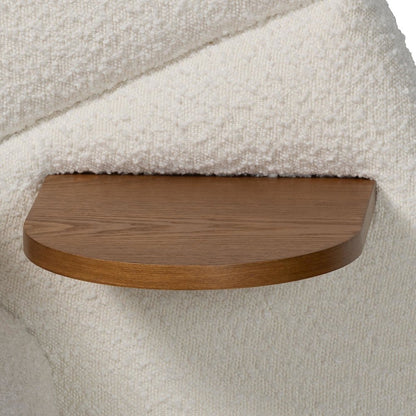 Cherise Modern Cream Boucle Fabric King Floating Bed with Built-In Shelves