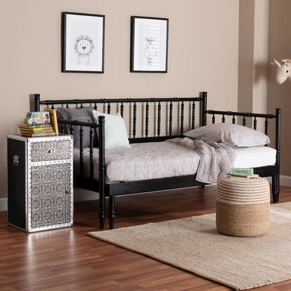 Twin-To-King Expandable Daybed-Wood Spindle Bed Frame with Bamboo-Inspired Posts