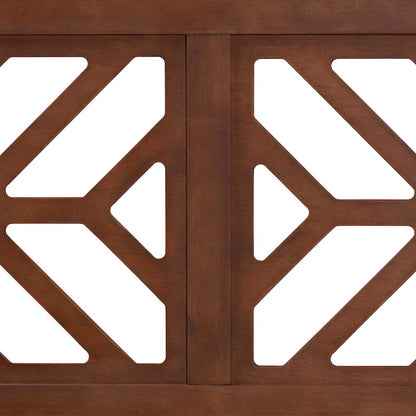 Wood Headboard with Geometric Cutout Design - Modern Decorative Panel, Queen