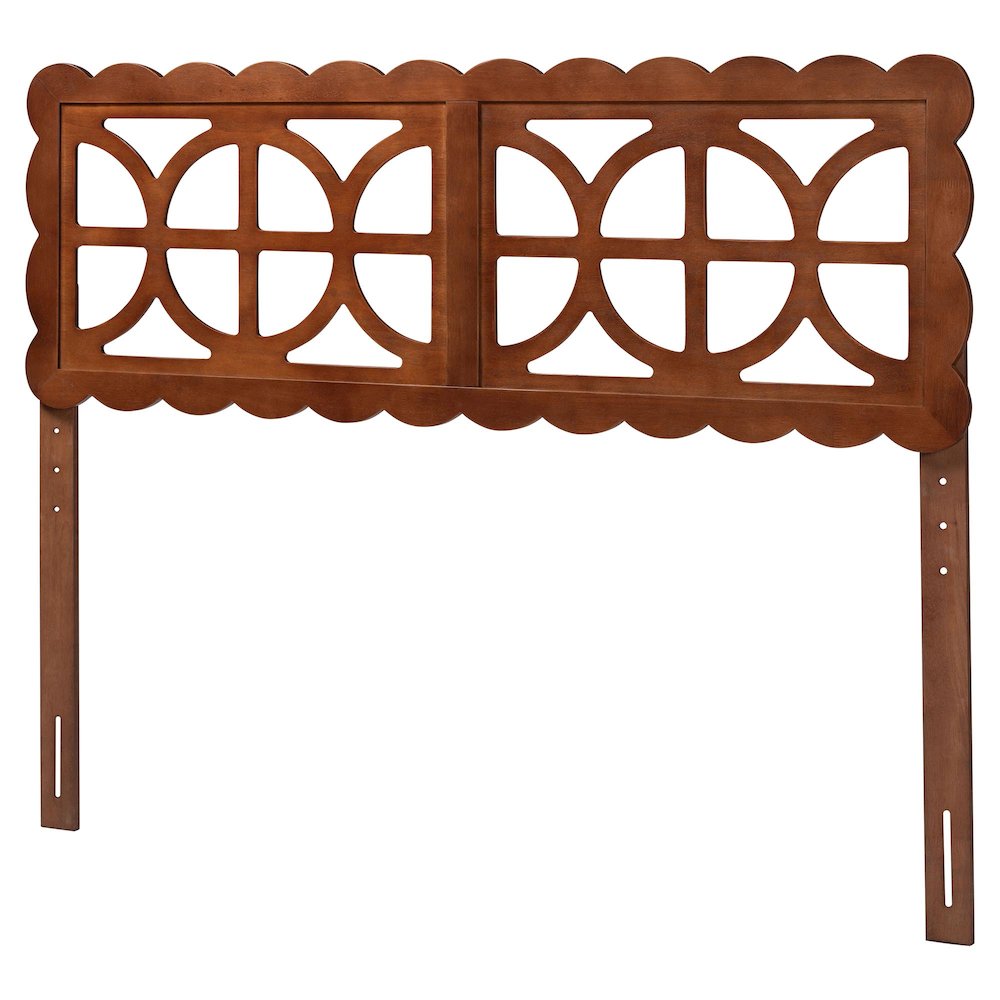 Wood Headboard with Scalloped Frame - Geometric Cutout Decorative Panel, Queen