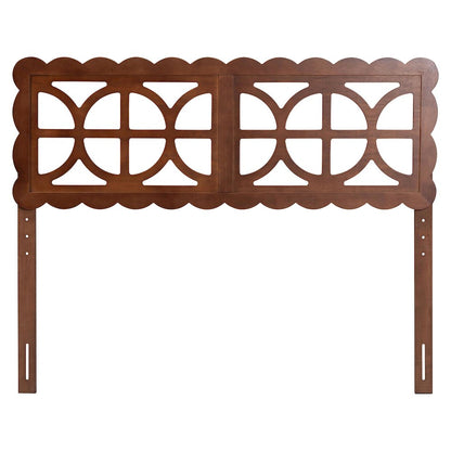 Wood Headboard with Scalloped Frame - Geometric Cutout Decorative Panel, Queen