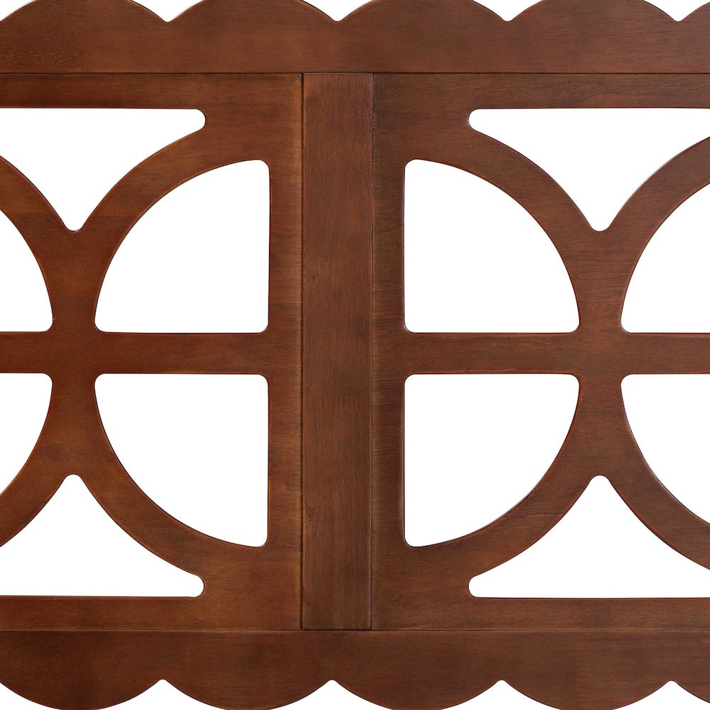 Wood Headboard with Scalloped Frame - Geometric Cutout Decorative Panel, Queen