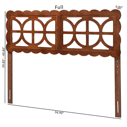Wood Headboard with Scalloped Frame - Geometric Cutout Decorative Panel, Queen