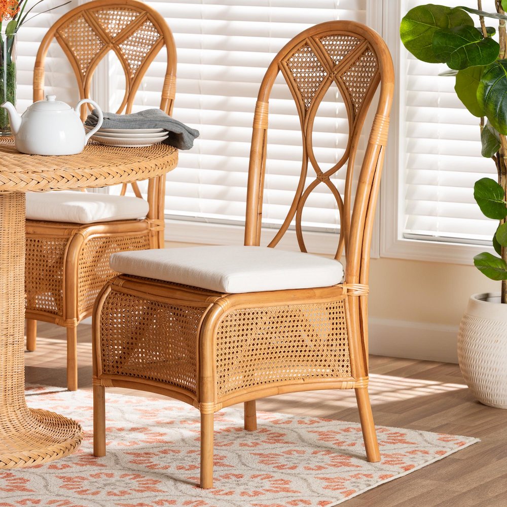 Natural Rattan Dining Chair - Handcrafted Wicker Side Chair