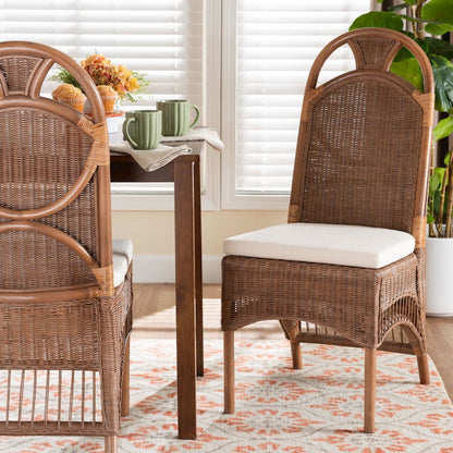 Natural Rattan Dining Chair - Handcrafted Wicker Accent Chair