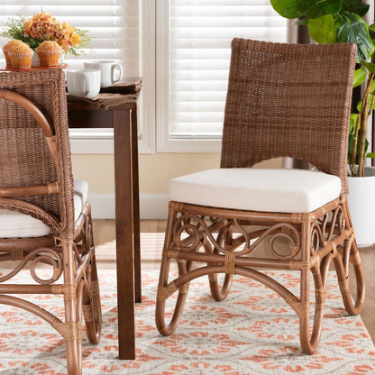 Natural Rattan Dining Chair - Handcrafted Wicker Accent Chair