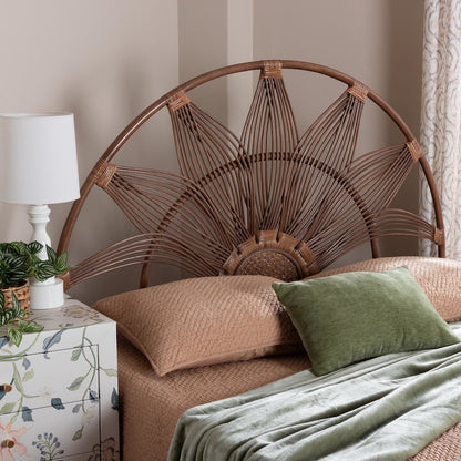 Headboard with Sunburst Design - Boho Coastal Style Standalone Headboard, Queen