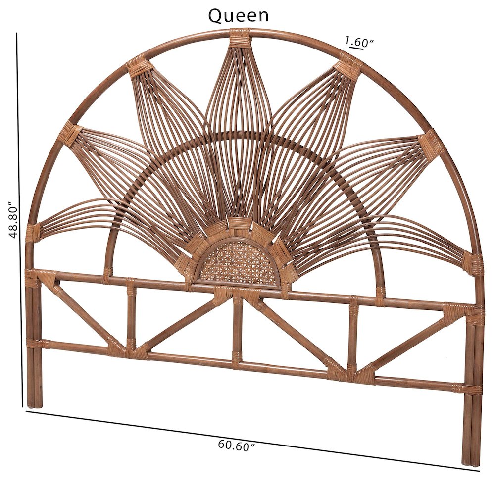 Headboard with Sunburst Design - Boho Coastal Style Standalone Headboard, Queen