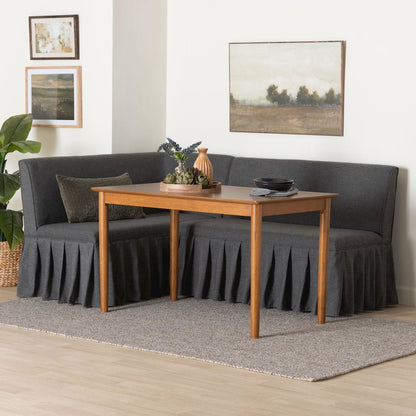 3-Piece Upholstered Dining Nook Set, L-Shaped Nook for Small Spaces, Dark Grey