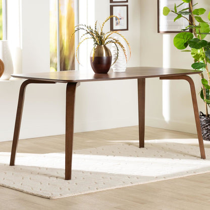 Billie Wood Dining Table, Bentwood Leg Table with Rectangular Top