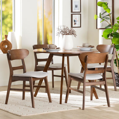 Reva Wood 5-Piece Dining Set - Mid-Century Modern Table with Matching Chairs