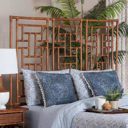 Natural Rattan Headboard, Handcrafted Coastal Boho Style Bedroom Backdrop, Queen