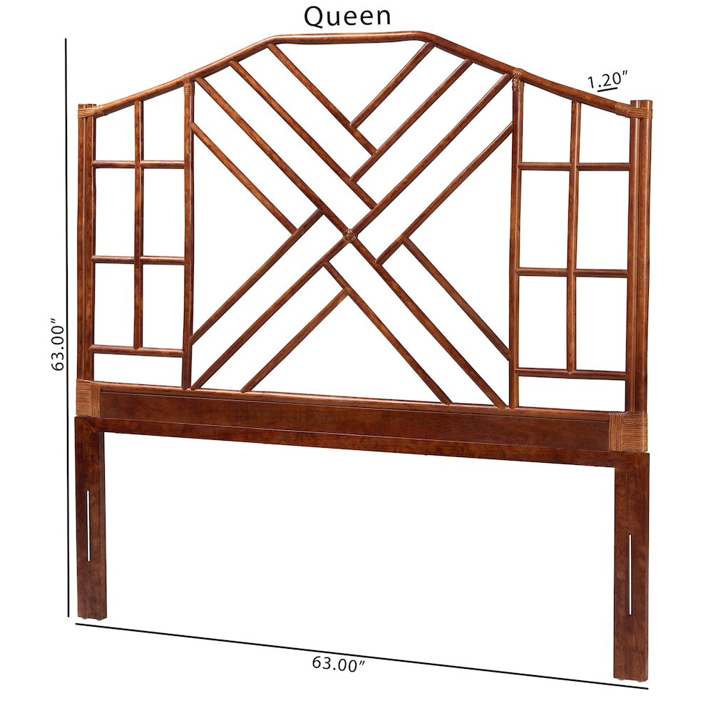 Marbled Tortoise Natural Rattan Headboard, Boho Style Bedroom Backdrop, Queen
