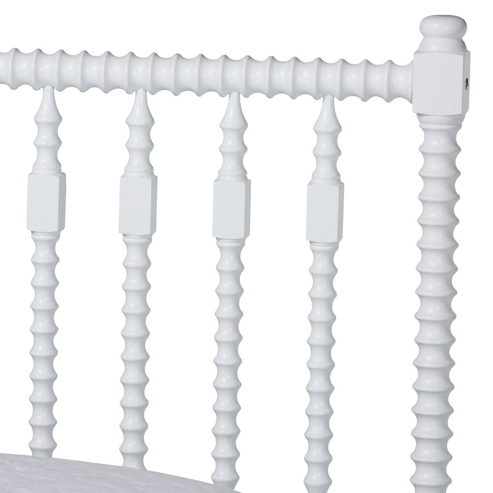 Platform Bed - Turned Bed Frame with Headboard and Sculpted Legs, White, Queen