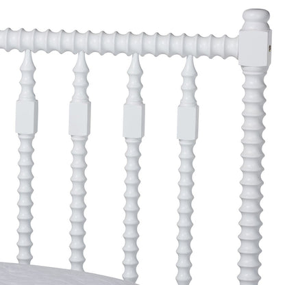 Platform Bed - Turned Bed Frame with Headboard and Sculpted Legs, White, Queen