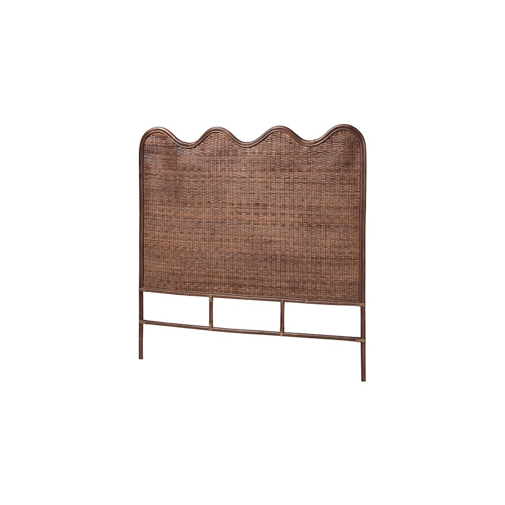 Einya Rattan Standalone Headboard with Wavy Scalloped Top, King