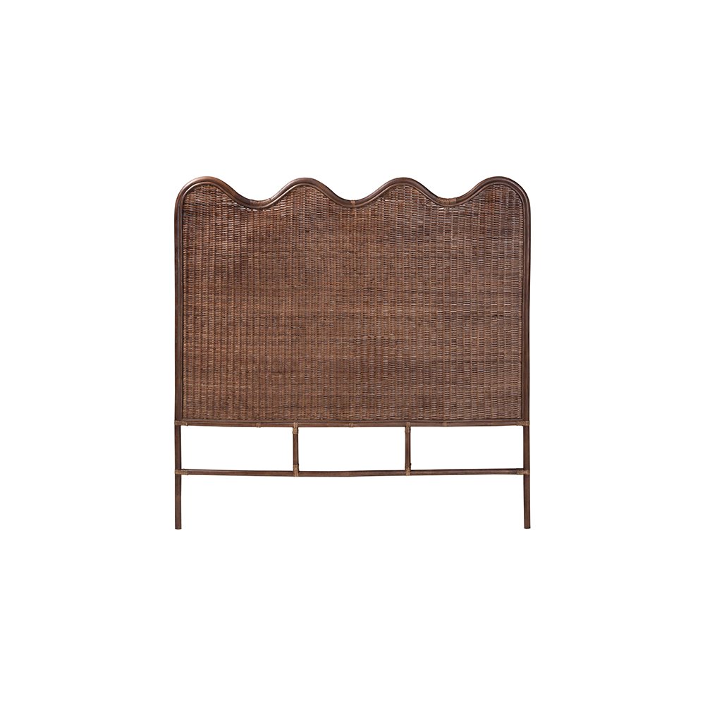 Einya Rattan Standalone Headboard with Wavy Scalloped Top, King